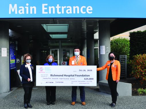 Vancouver Metropolitan Lions Club Donates $25,800 to Richmond Hospital Foundation