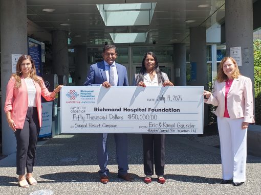 HAYDEN DIAMOND BIT INDUSTRIES LTD. GENEROUSLY DONATES $50,000 TO RICHMOND HOSPITAL FOUNDATION’S SURGICAL RESTART CAMPAIGN